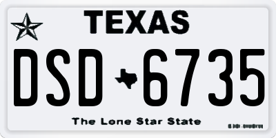 TX license plate DSD6735