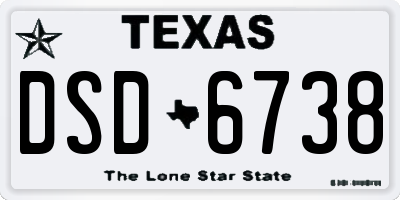 TX license plate DSD6738