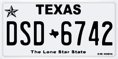 TX license plate DSD6742