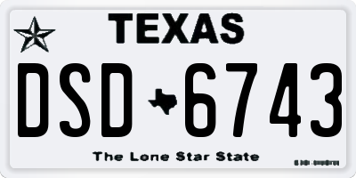 TX license plate DSD6743