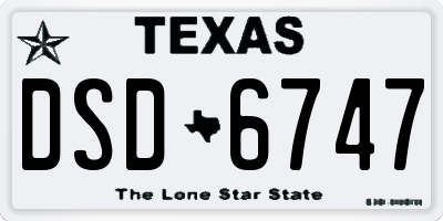 TX license plate DSD6747