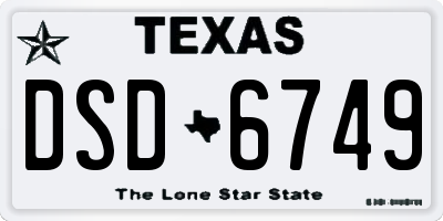 TX license plate DSD6749