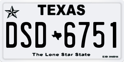 TX license plate DSD6751