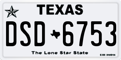 TX license plate DSD6753