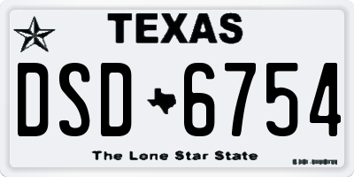 TX license plate DSD6754