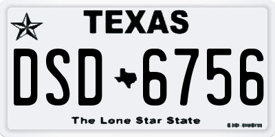 TX license plate DSD6756