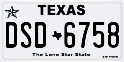 TX license plate DSD6758