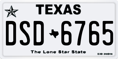 TX license plate DSD6765