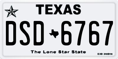 TX license plate DSD6767