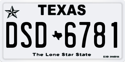 TX license plate DSD6781