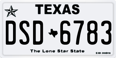 TX license plate DSD6783