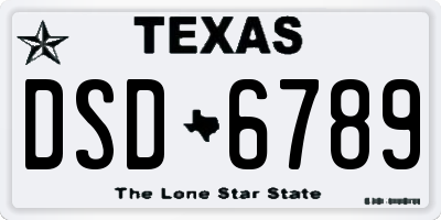 TX license plate DSD6789