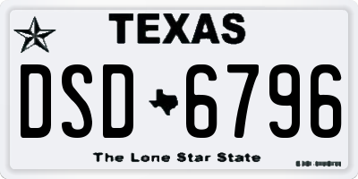 TX license plate DSD6796