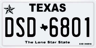 TX license plate DSD6801
