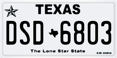 TX license plate DSD6803