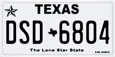 TX license plate DSD6804