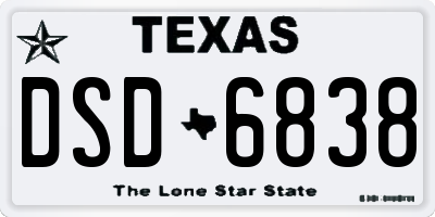 TX license plate DSD6838