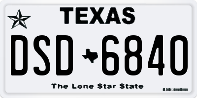 TX license plate DSD6840