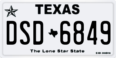 TX license plate DSD6849