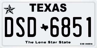 TX license plate DSD6851