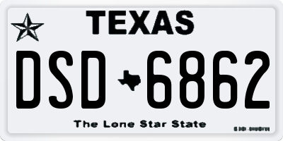 TX license plate DSD6862
