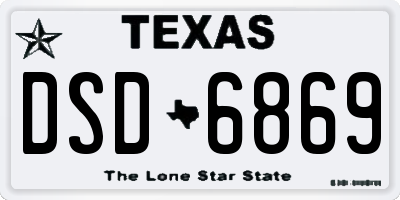 TX license plate DSD6869