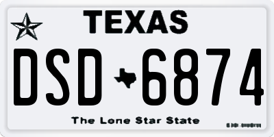 TX license plate DSD6874