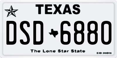 TX license plate DSD6880