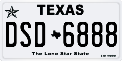 TX license plate DSD6888