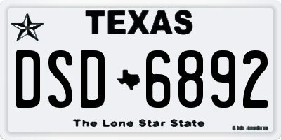 TX license plate DSD6892