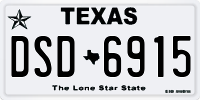 TX license plate DSD6915