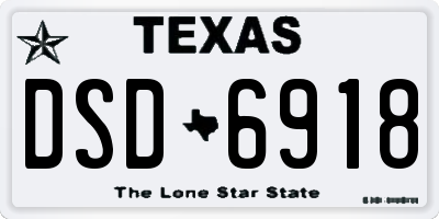 TX license plate DSD6918