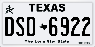 TX license plate DSD6922