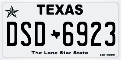 TX license plate DSD6923