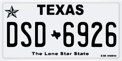 TX license plate DSD6926