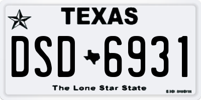 TX license plate DSD6931