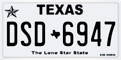TX license plate DSD6947
