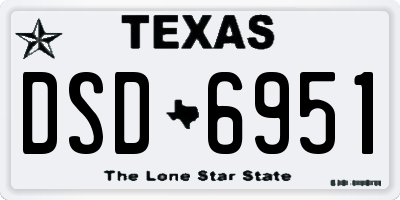 TX license plate DSD6951