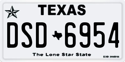 TX license plate DSD6954