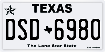 TX license plate DSD6980