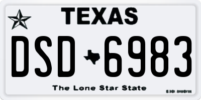 TX license plate DSD6983