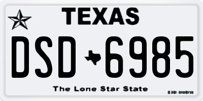 TX license plate DSD6985