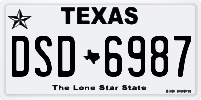 TX license plate DSD6987