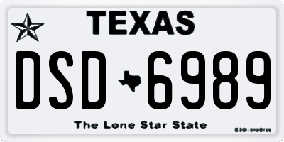 TX license plate DSD6989