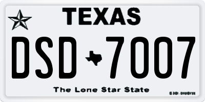 TX license plate DSD7007