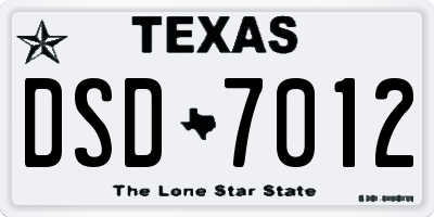 TX license plate DSD7012