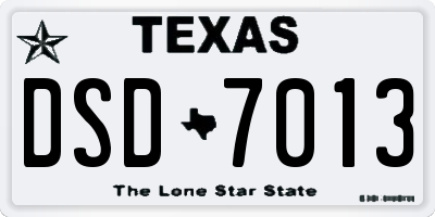 TX license plate DSD7013