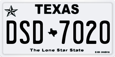 TX license plate DSD7020