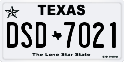 TX license plate DSD7021