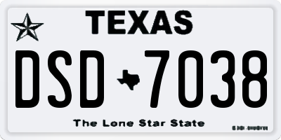 TX license plate DSD7038